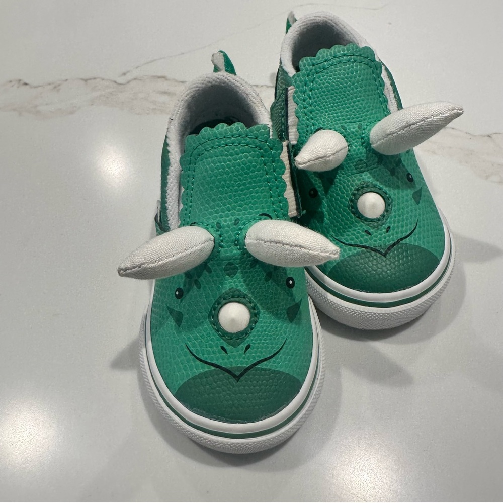 Vans Green Dinosaur Toddler Vans Slip Ons